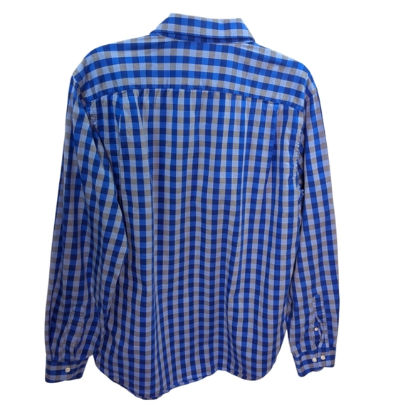 Ben Sherman Button Up Shirt Mens Large Blue L Long Sleeve Check down Stretch - Picture 2 of 4